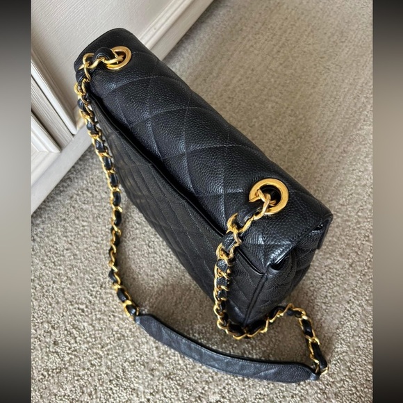 Chanel Black XL Timeless Caviar Square Shoulder Bag with Gold Chain - Picture 2 of 5